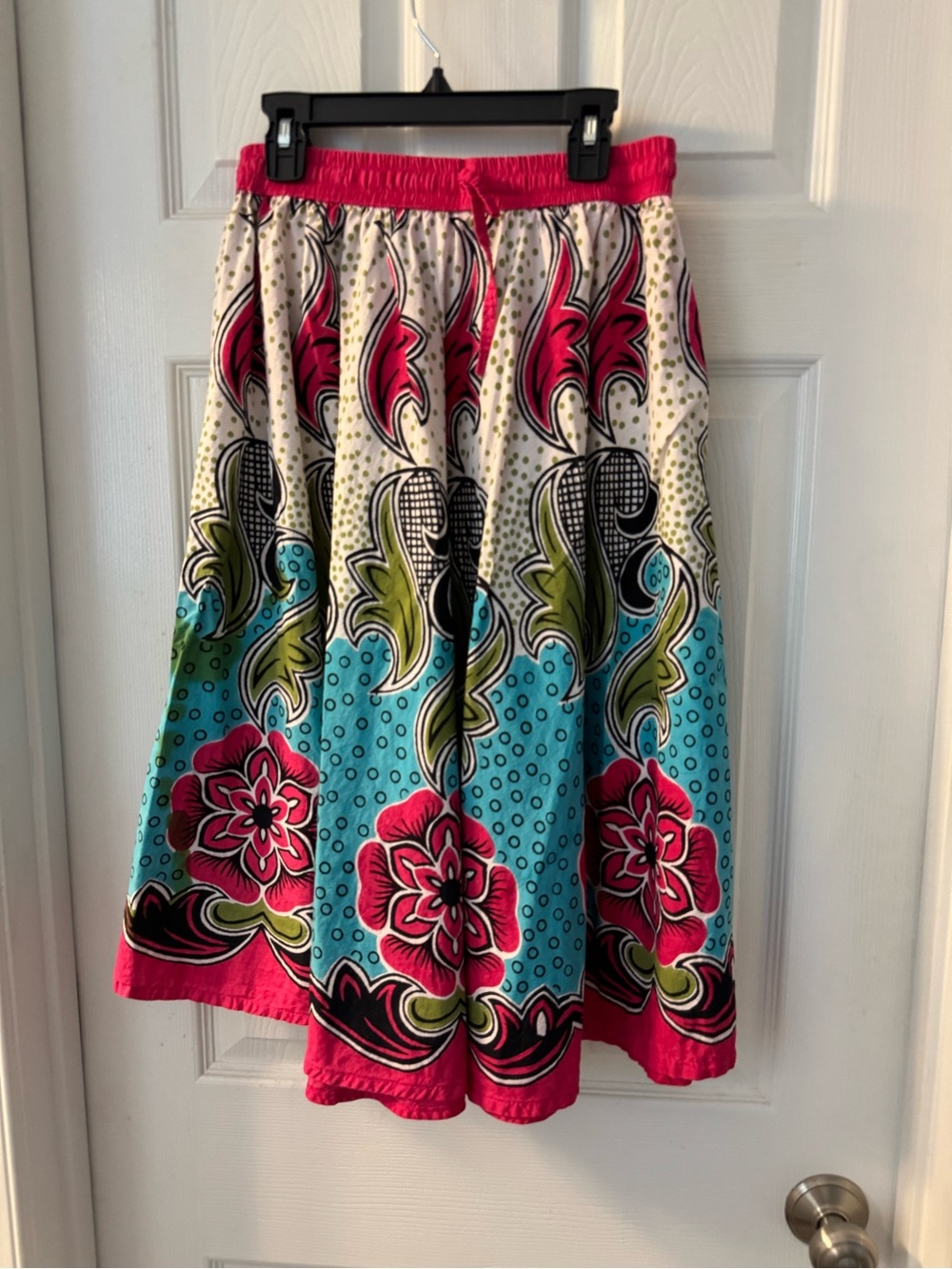 Belma New York Red/White Multi Color Floral Wrap Midi Skirt Size Small